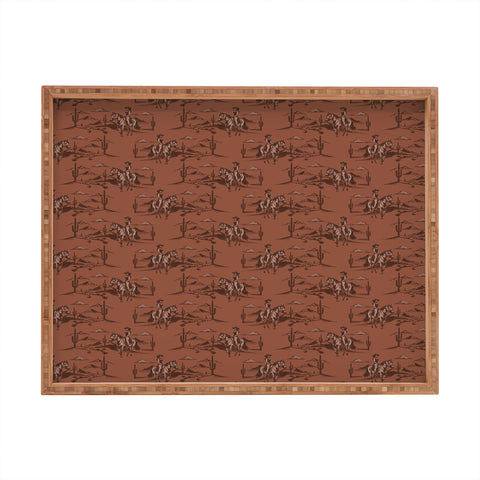 Little Arrow Design Co western cowgirl toile in rust Rectangular Tray