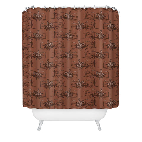Little Arrow Design Co western cowgirl toile in rust Shower Curtain