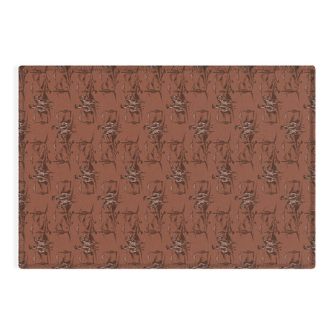 Little Arrow Design Co western cowgirl toile in rust Outdoor Rug