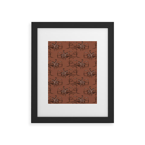 Little Arrow Design Co western cowgirl toile in rust Framed Art Print