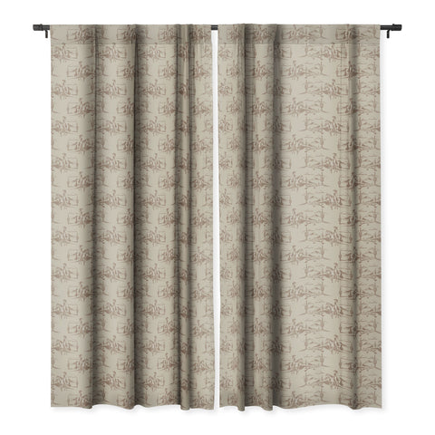 Little Arrow Design Co western cowgirl toile in tan Blackout Window Curtain