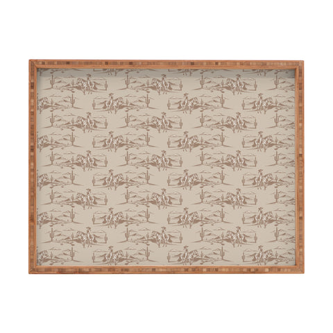 Little Arrow Design Co western cowgirl toile in tan Rectangular Tray