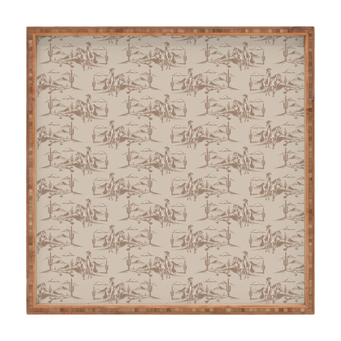 Little Arrow Design Co western cowgirl toile in tan Square Tray