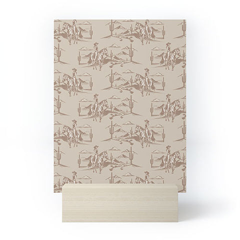 Little Arrow Design Co western cowgirl toile in tan Mini Art Print