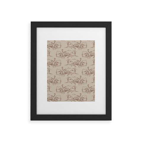 Little Arrow Design Co western cowgirl toile in tan Framed Art Print