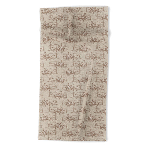 Little Arrow Design Co western cowgirl toile in tan Beach Towel