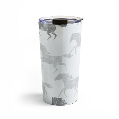Little Arrow Design Co wild horses gray Travel Mug