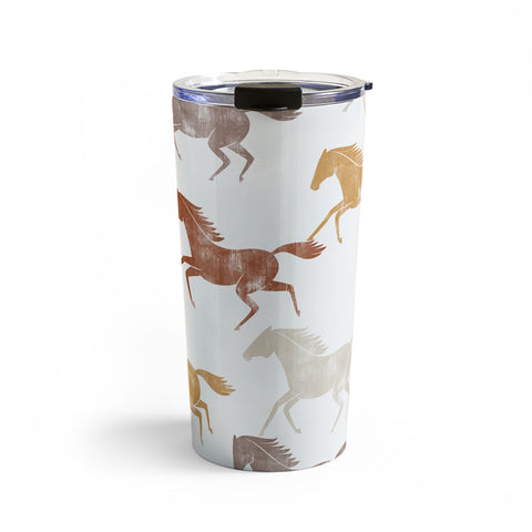 Little Arrow Design Co wild horses orange Travel Mug