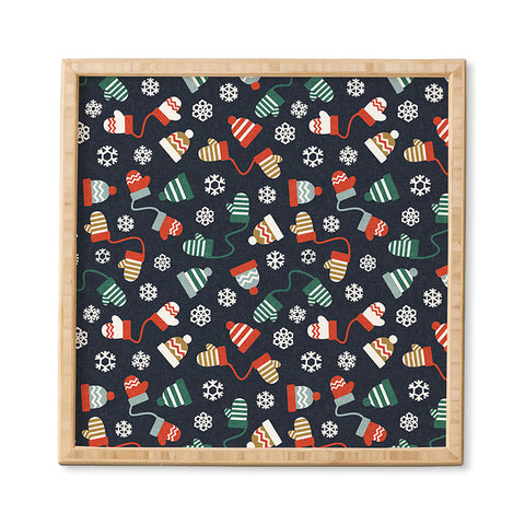 Little Arrow Design Co winter hats and mittens navy Framed Wall Art