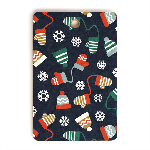 Little Arrow Design Co winter hats and mittens navy Cutting Board Rectangle