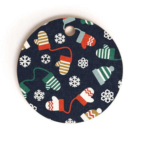 Little Arrow Design Co winter hats and mittens navy Cutting Board Round