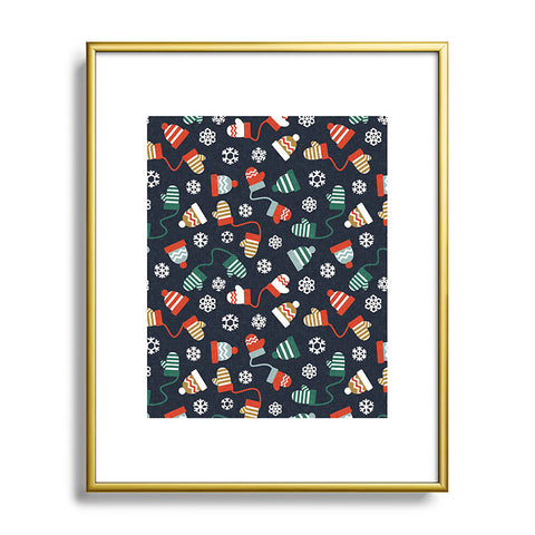 Little Arrow Design Co winter hats and mittens navy Metal Framed Art Print