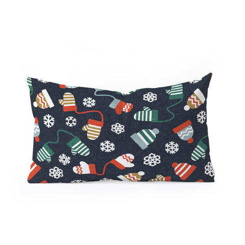 Little Arrow Design Co winter hats and mittens navy Oblong Throw Pillow