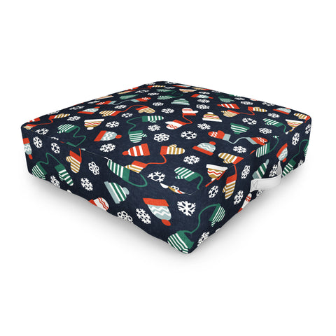 Little Arrow Design Co winter hats and mittens navy Outdoor Floor Cushion
