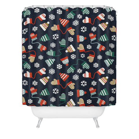 Little Arrow Design Co winter hats and mittens navy Shower Curtain