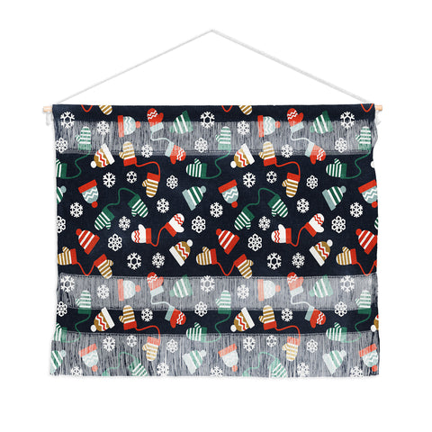 Little Arrow Design Co winter hats and mittens navy Wall Hanging Landscape