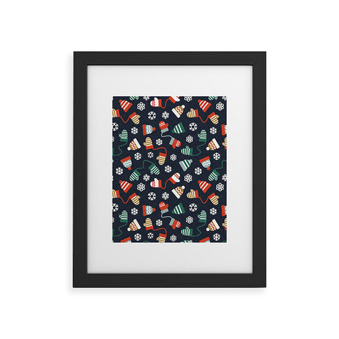 Little Arrow Design Co winter hats and mittens navy Framed Art Print