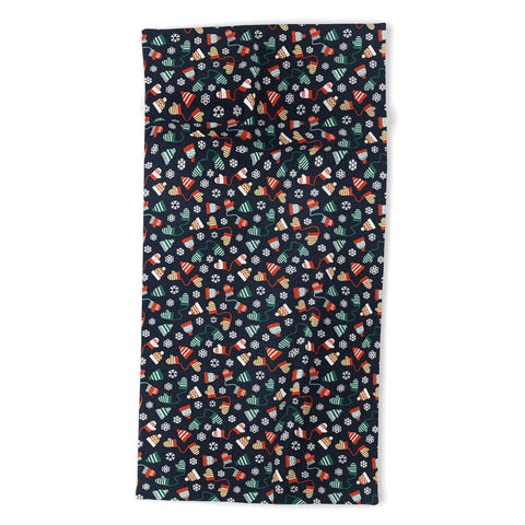 Little Arrow Design Co winter hats and mittens navy Beach Towel