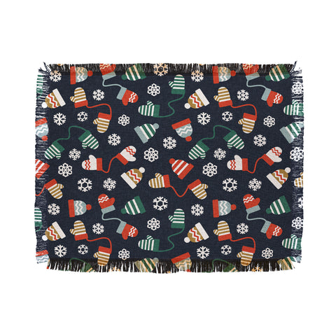 Little Arrow Design Co winter hats and mittens navy Throw Blanket