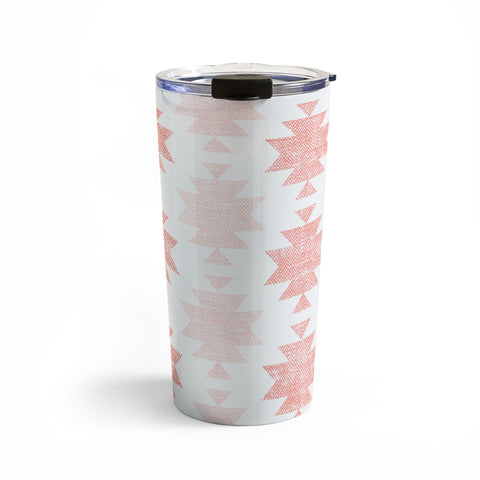 Little Arrow Design Co Woven Aztec in Coral Travel Mug