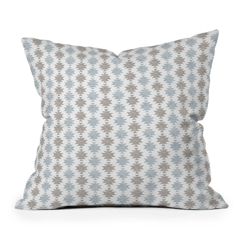Little Arrow Design Co Woven Aztec in Muted Blue Outdoor Throw Pillow
