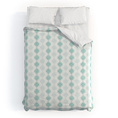 Little Arrow Design Co Woven Aztec in Teal Duvet Cover