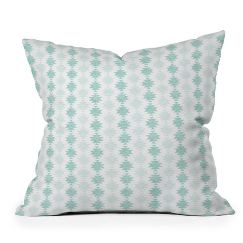 Little Arrow Design Co Woven Aztec in Teal Outdoor Throw Pillow