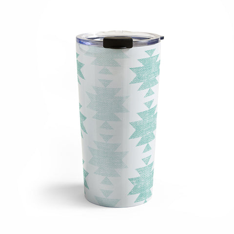 Little Arrow Design Co Woven Aztec in Teal Travel Mug