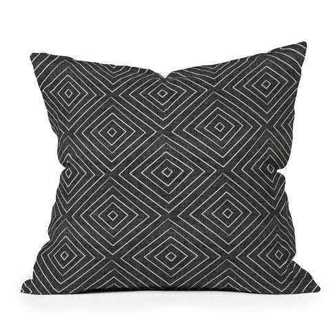 Little Arrow Design Co woven diamonds charcoal Outdoor Throw Pillow