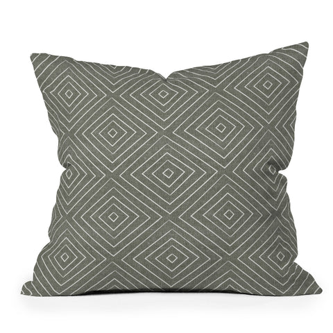 Little Arrow Design Co woven diamonds olive Outdoor Throw Pillow