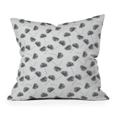 Little Arrow Design Co Woven Fan Palm in Grey Outdoor Throw Pillow