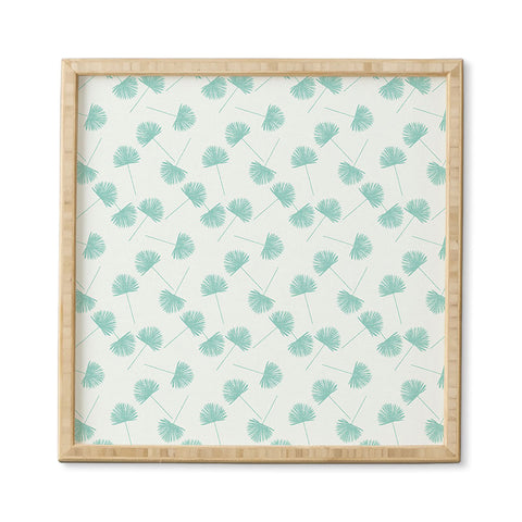 Little Arrow Design Co Woven Fan Palm in Teal Framed Wall Art