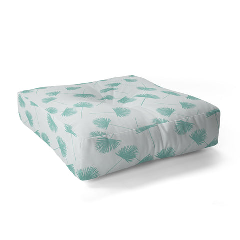 Little Arrow Design Co Woven Fan Palm in Teal Floor Pillow Square