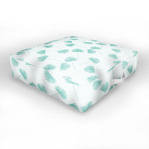 Little Arrow Design Co Woven Fan Palm in Teal Outdoor Floor Cushion