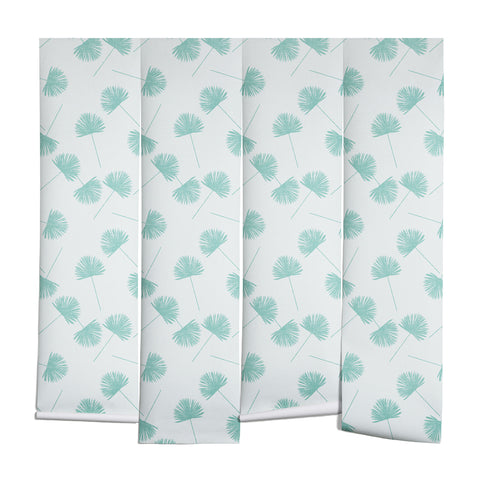 Little Arrow Design Co Woven Fan Palm in Teal Wall Mural