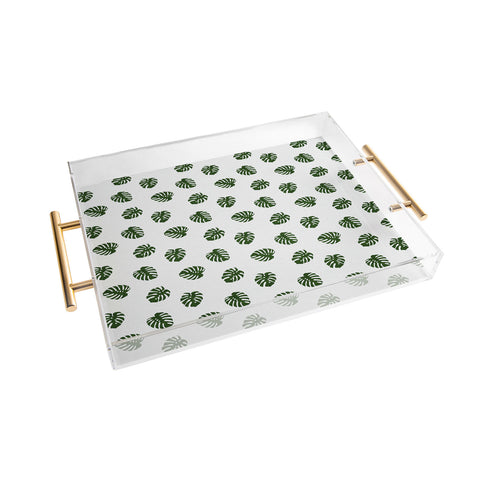 Little Arrow Design Co Woven Monstera in Green Acrylic Tray