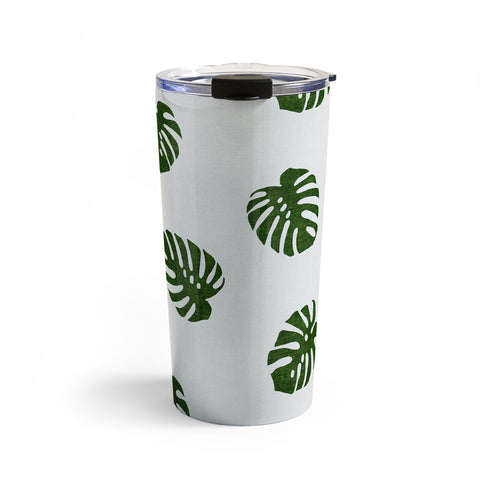 Little Arrow Design Co Woven Monstera in Green Travel Mug