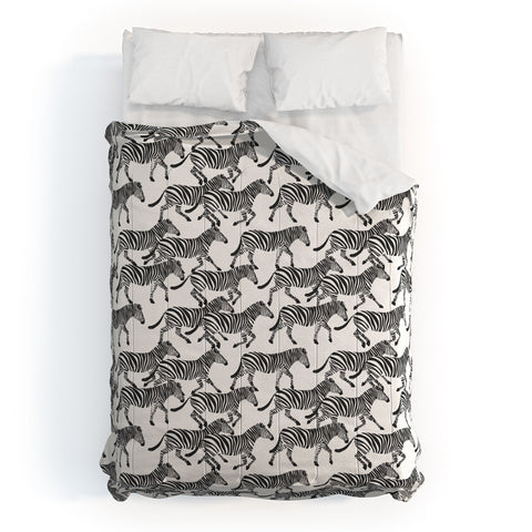 Little Arrow Design Co zebras black and white Comforter