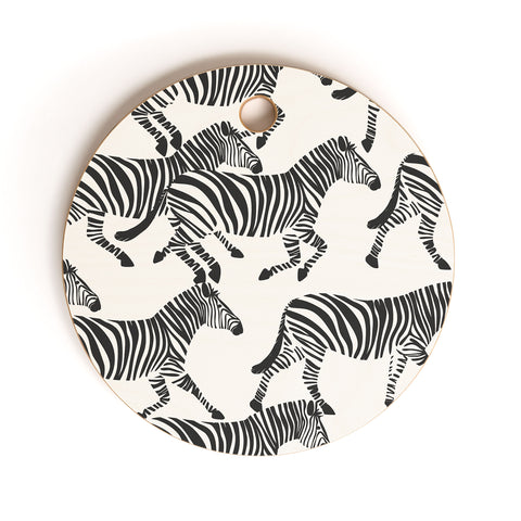 Little Arrow Design Co zebras black and white Cutting Board Round
