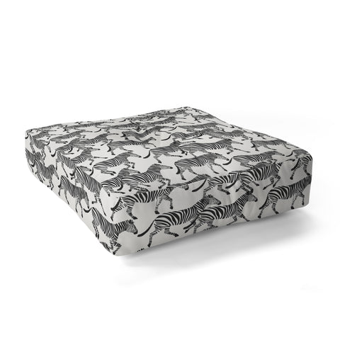 Little Arrow Design Co zebras black and white Floor Pillow Square