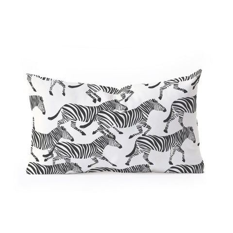 Little Arrow Design Co zebras black and white Oblong Throw Pillow