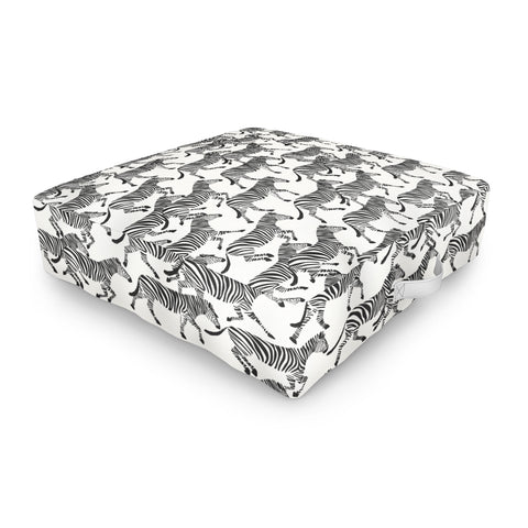 Little Arrow Design Co zebras black and white Outdoor Floor Cushion
