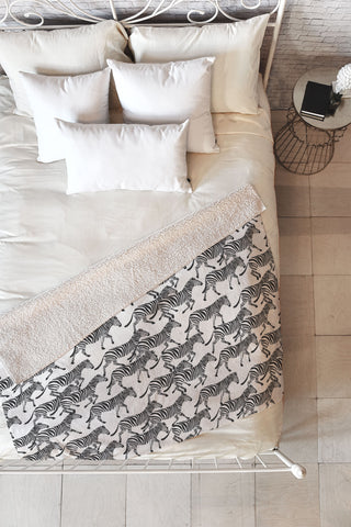 Little Arrow Design Co zebras black and white Fleece Throw Blanket