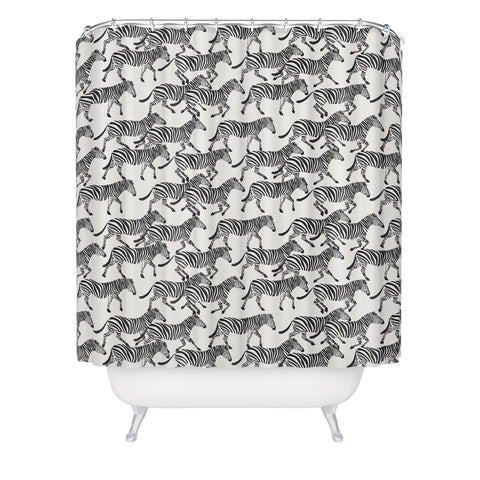 Little Arrow Design Co zebras black and white Shower Curtain