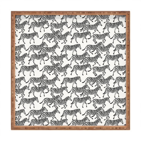 Little Arrow Design Co zebras black and white Square Tray