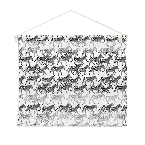 Little Arrow Design Co zebras black and white Wall Hanging Landscape