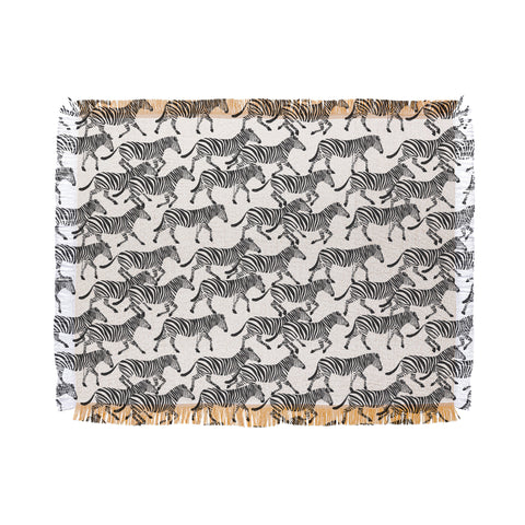 Little Arrow Design Co zebras black and white Throw Blanket
