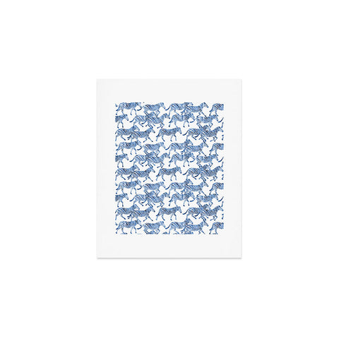 Little Arrow Design Co zebras in blue Art Print