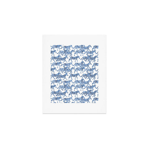 Little Arrow Design Co zebras in blue Art Print