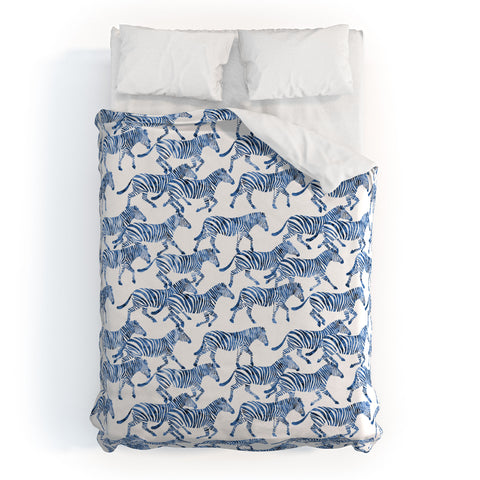 Little Arrow Design Co zebras in blue Duvet Cover